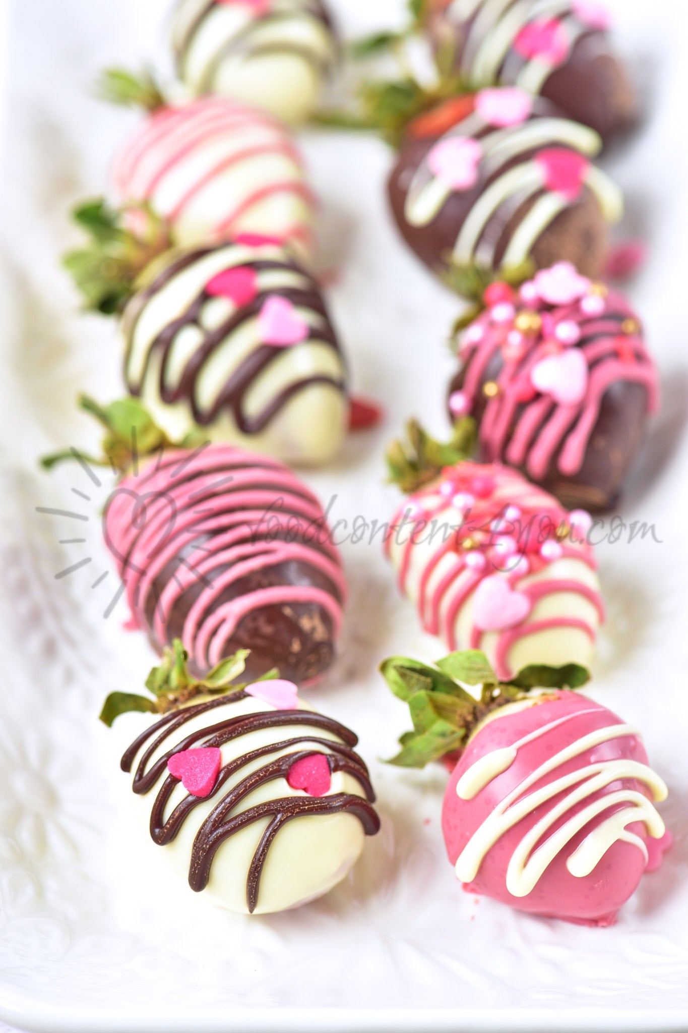 St Valentines Chocolate covered Strawberries - Set 1 of 5
