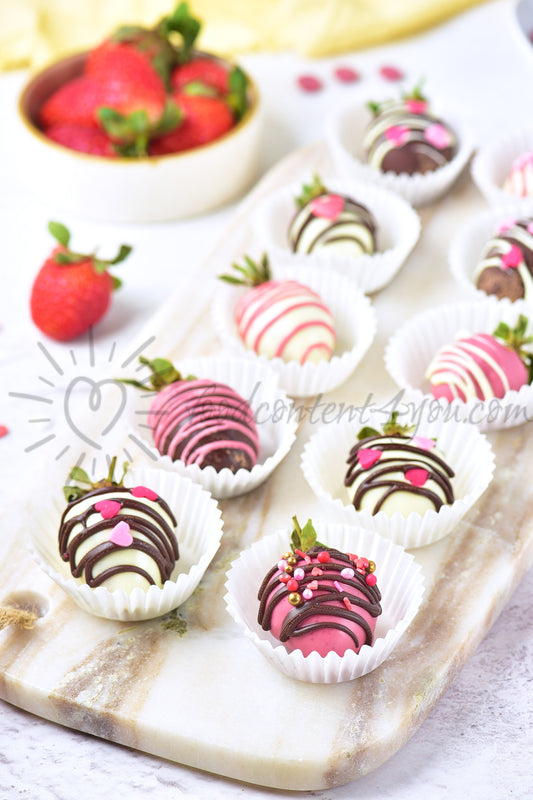 St Valentines Chocolate covered Strawberries - Set 3 of 5