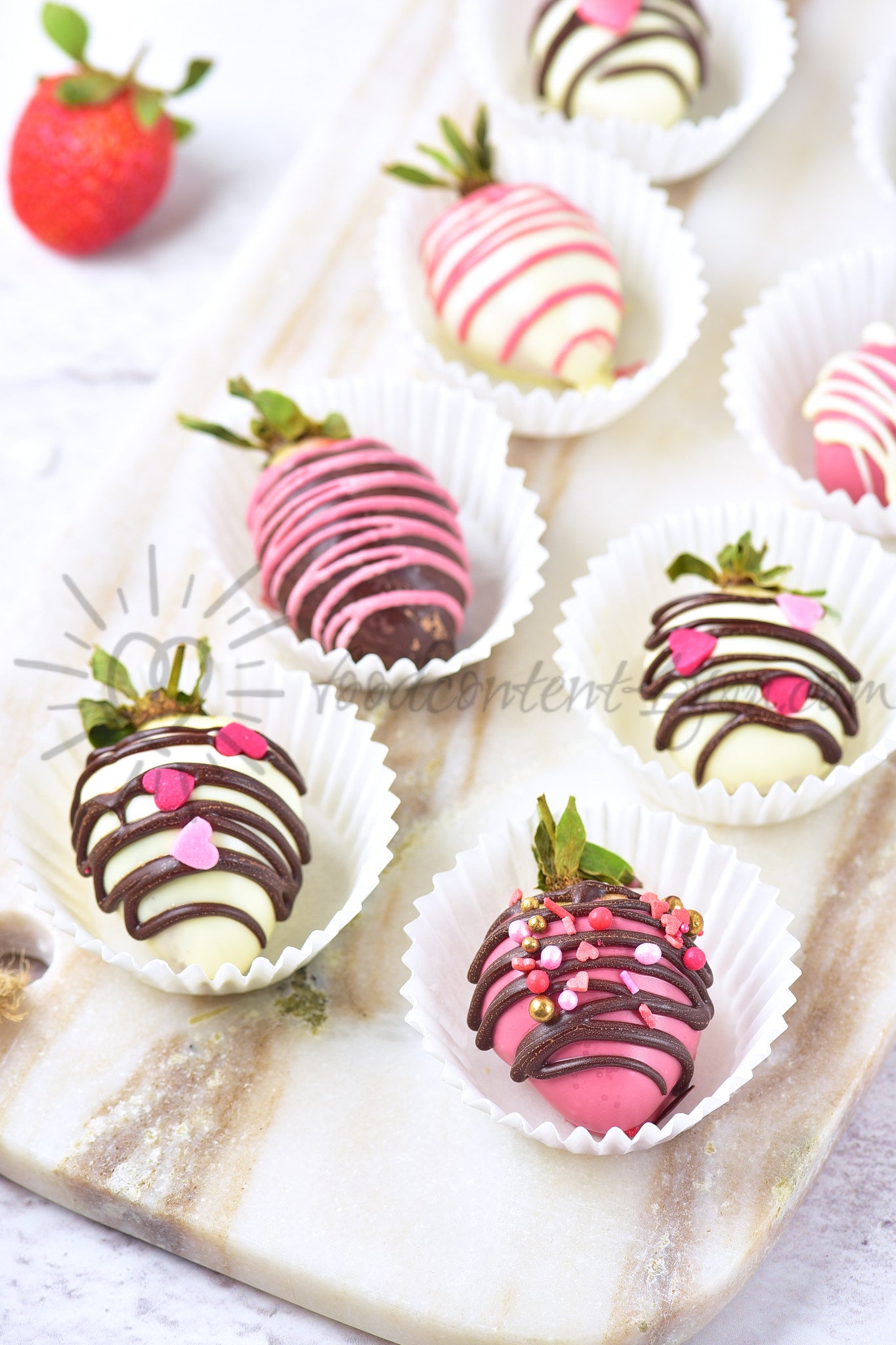 St Valentines Chocolate covered Strawberries - Set 3 of 5