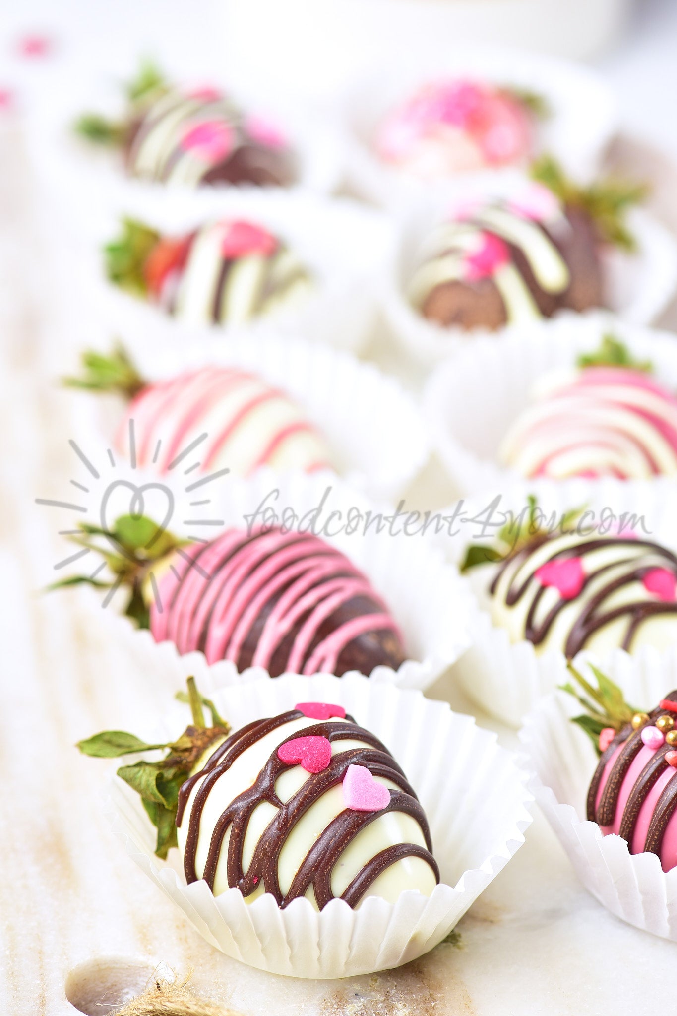 St Valentines Chocolate covered Strawberries - Set 3 of 5