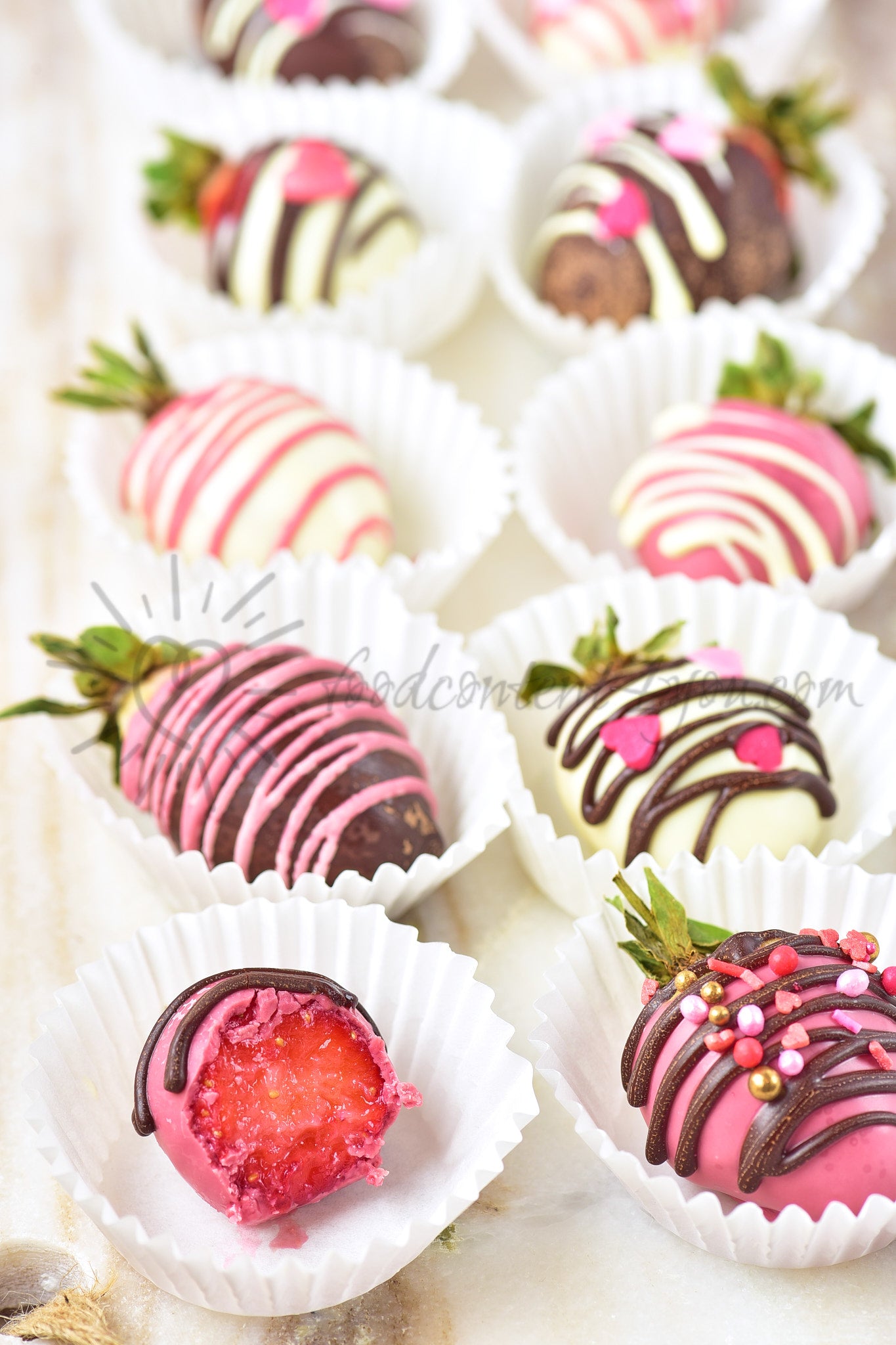 St Valentines Chocolate covered Strawberries - Set 3 of 5