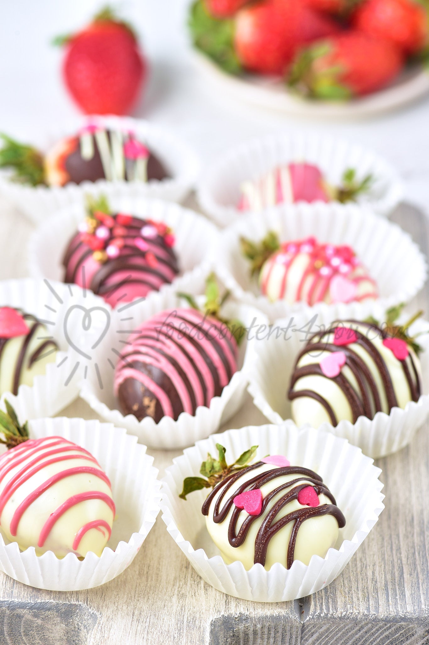 St Valentines Chocolate covered Strawberries - Set 4 of 5