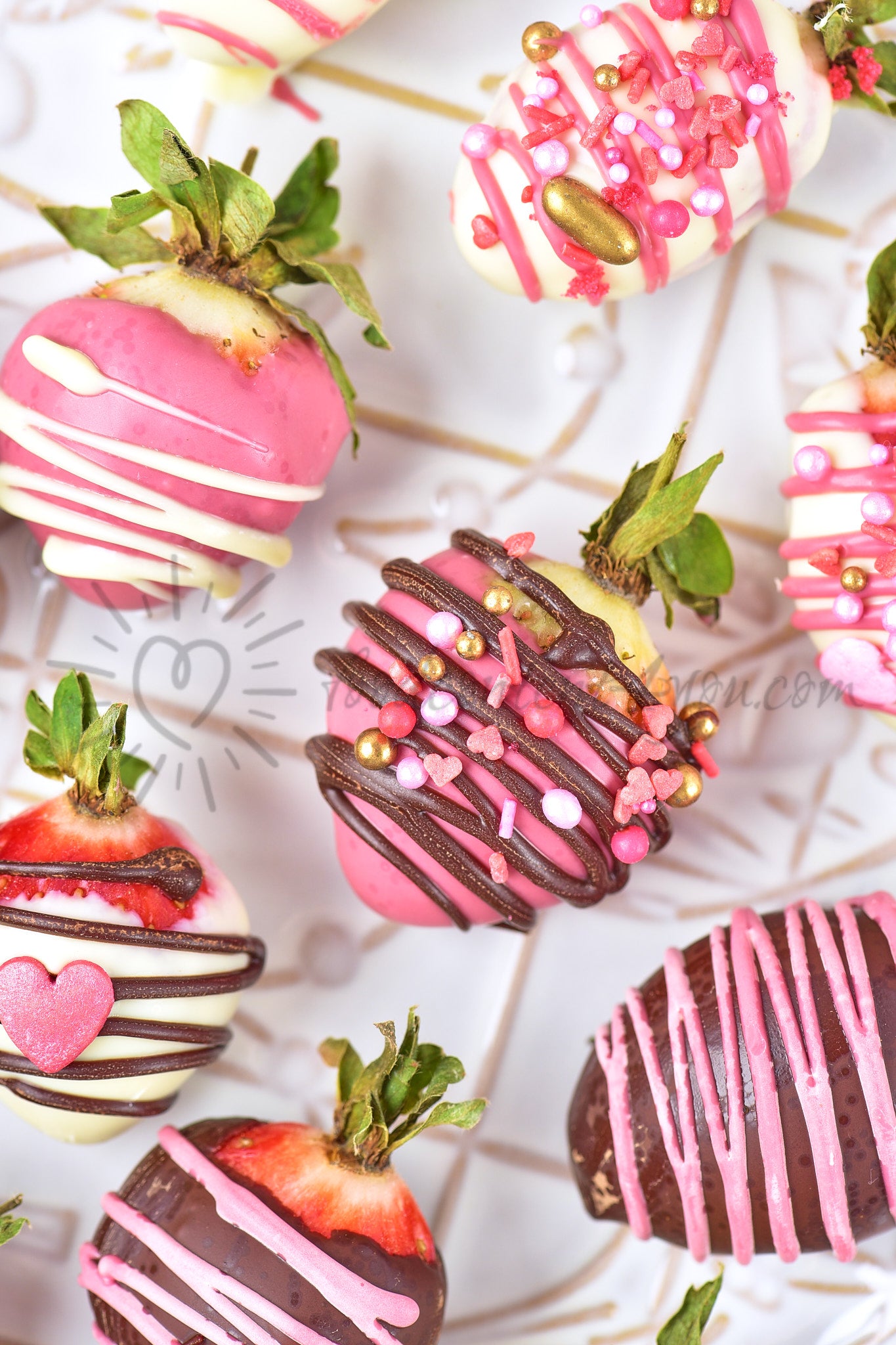 St Valentines Chocolate covered Strawberries - Set 5 of 5